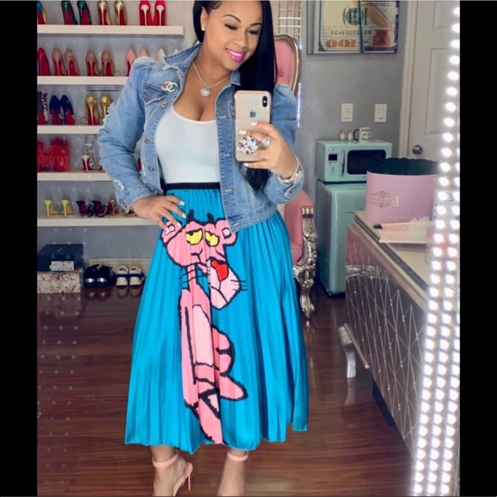 Pink Panther Blue Pleated skirt